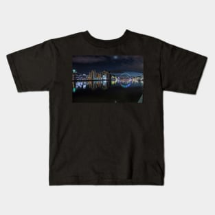 Newcastle quayside at night lit up Kids T-Shirt